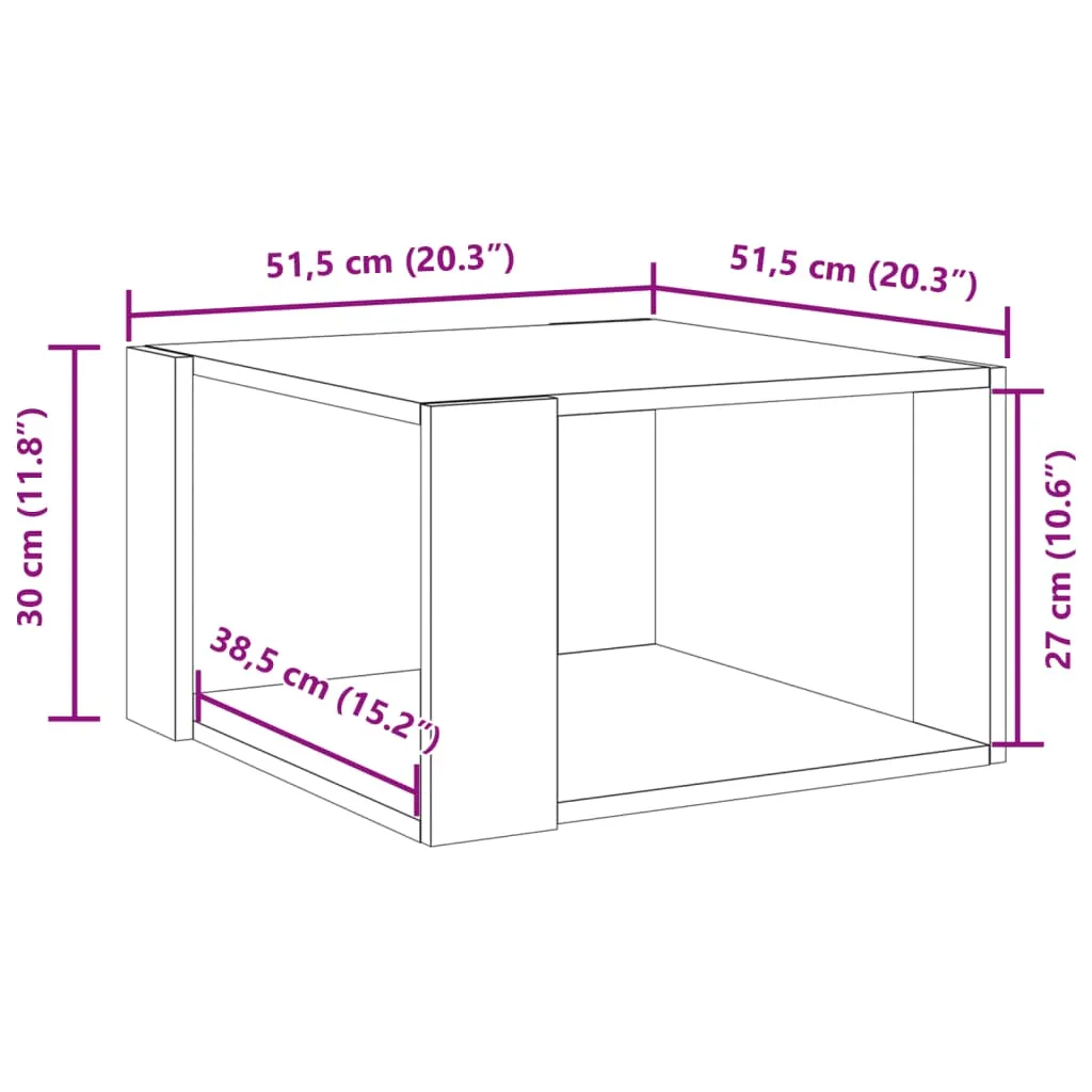 Couchtisch Sonoma-Eiche 51,5 x 51,5 x 30 cm mit Stauraum