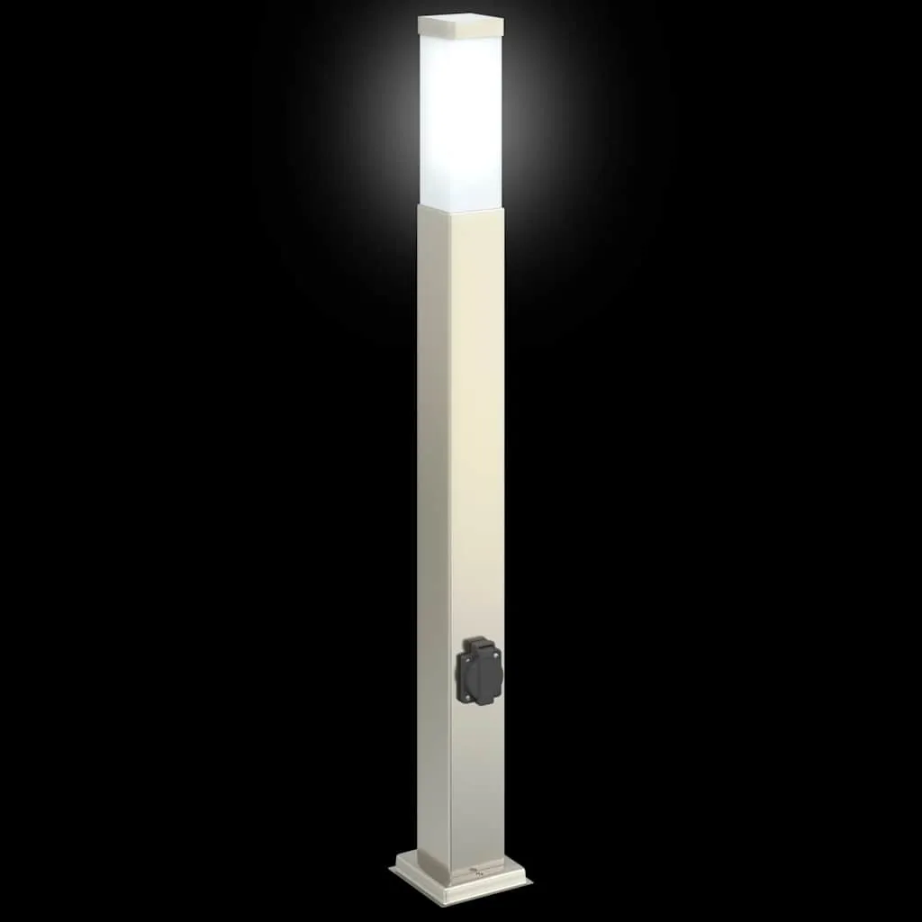 Pollerleuchte Silber 10 x 10 x 80 cm mit Steckdose