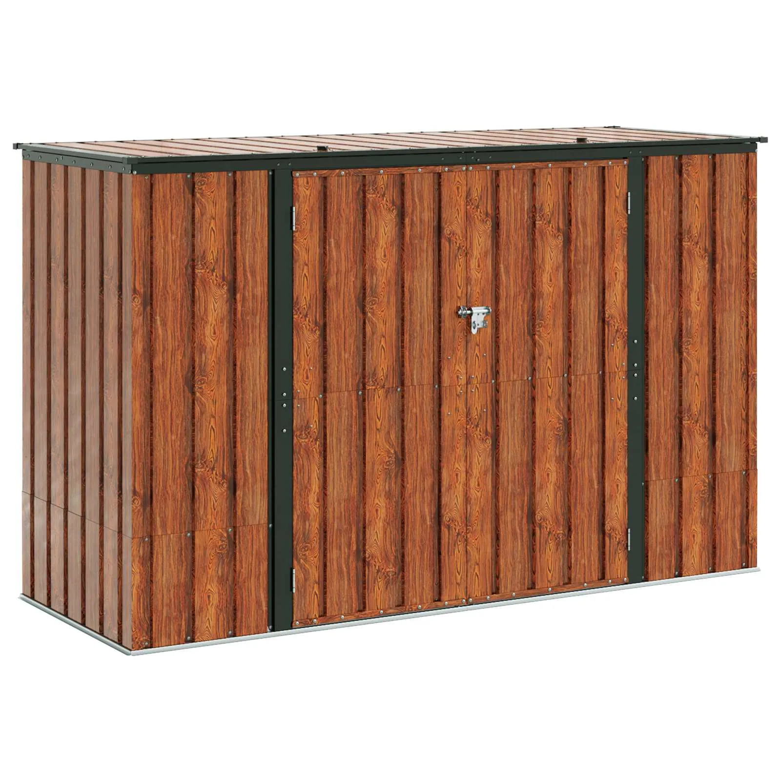 Abschließbare Gartenlagerbox 214x82x132 cm Braun aus Stahl