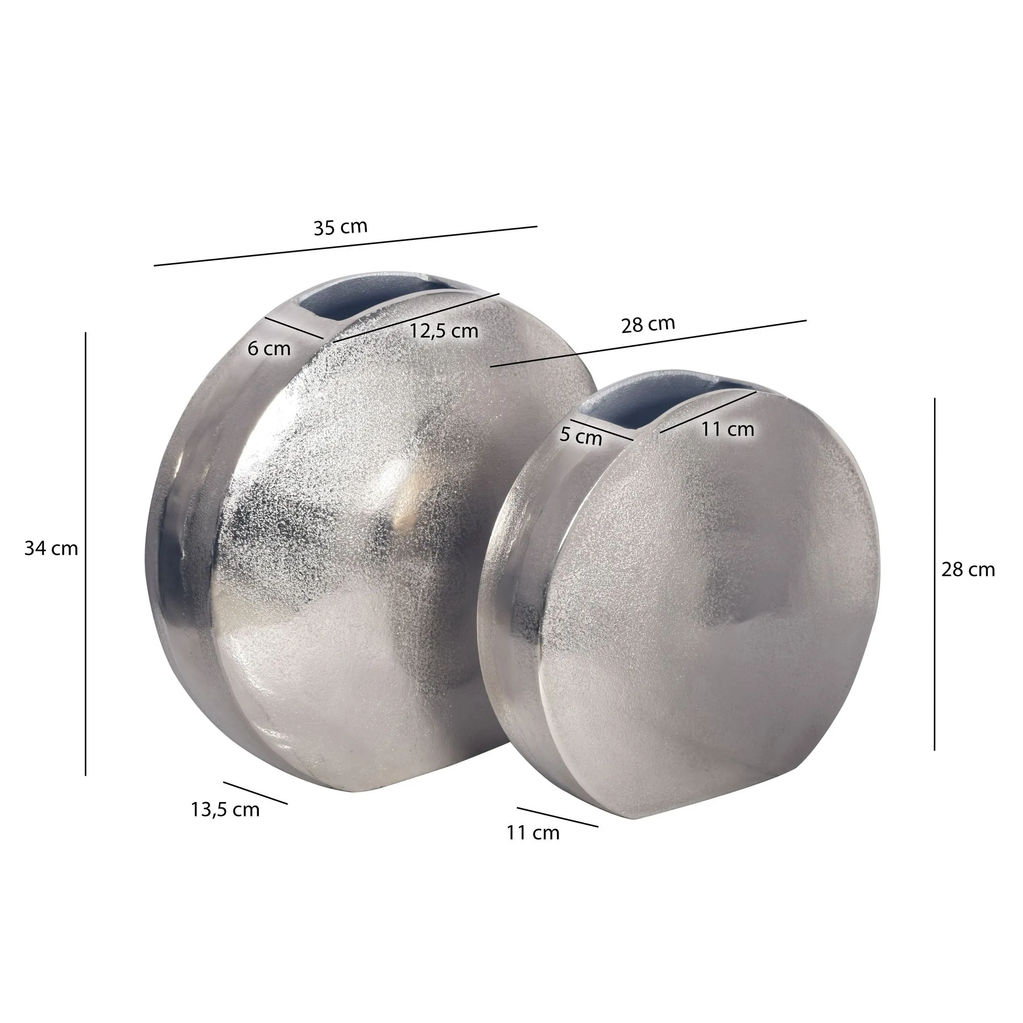 Deko Vase 2er Set Aluminium Silber Blumenvase Modern