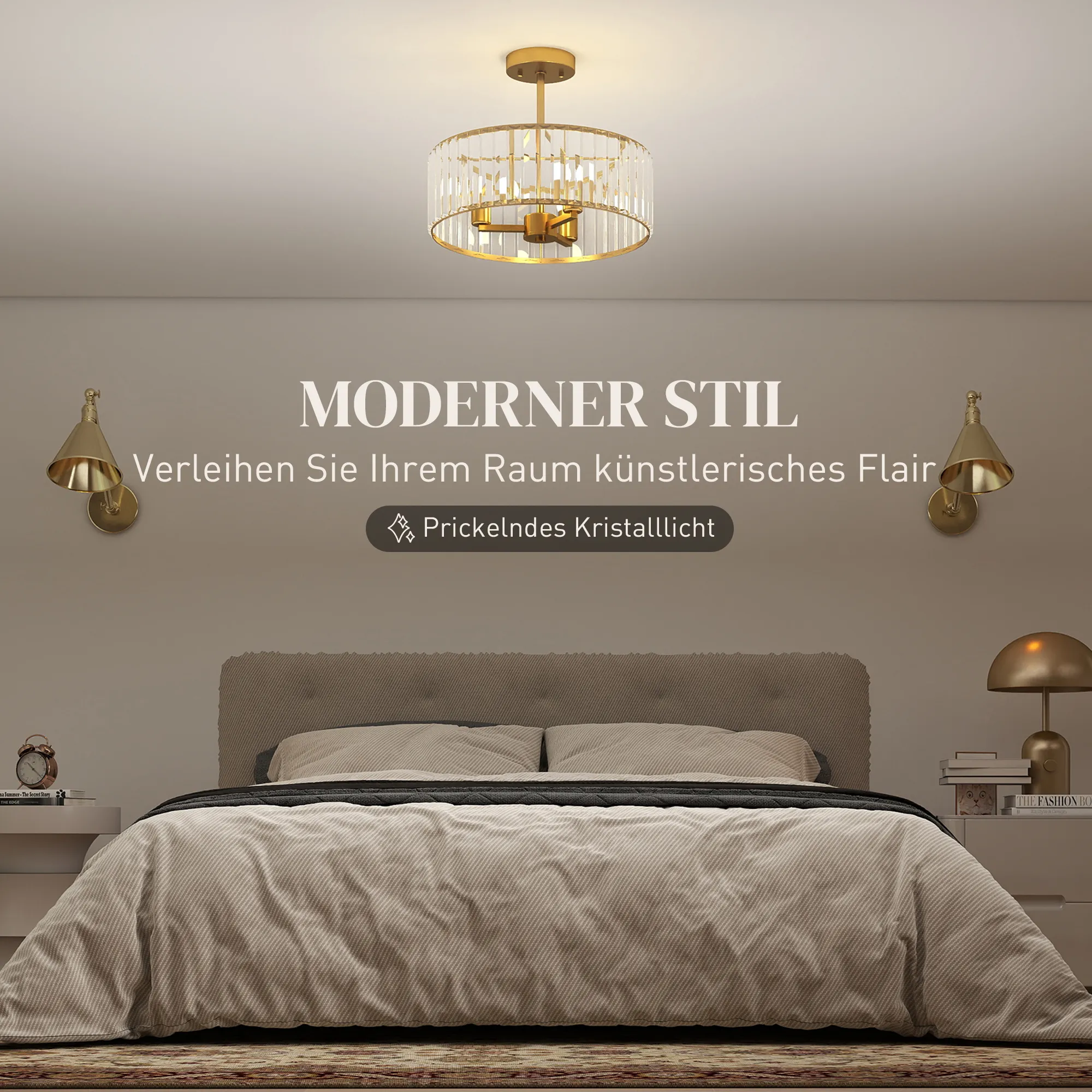 Kronleuchter-Deckenlicht Ø39 x 32H cm in Goldton