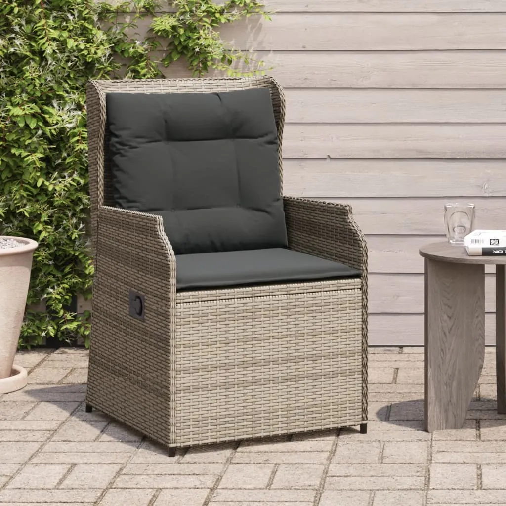 Verstellbarer Gartenstuhl aus PE-Rattan Grau 55x67x95 cm