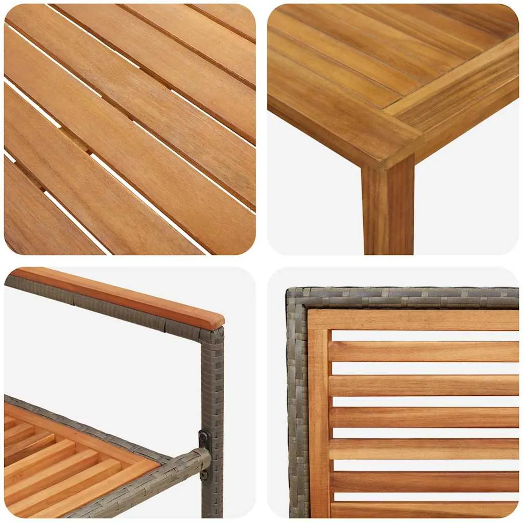 Modernes Garten-Dining-Set Echtholz 85x85x74 cm Grau