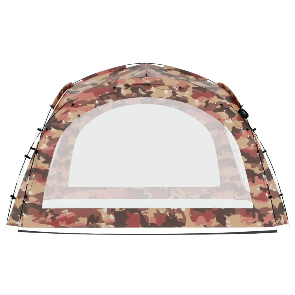 Party- und Campingzelt 3,6x3,6x2,3 m Tarnung mit LED-Beleuchtung