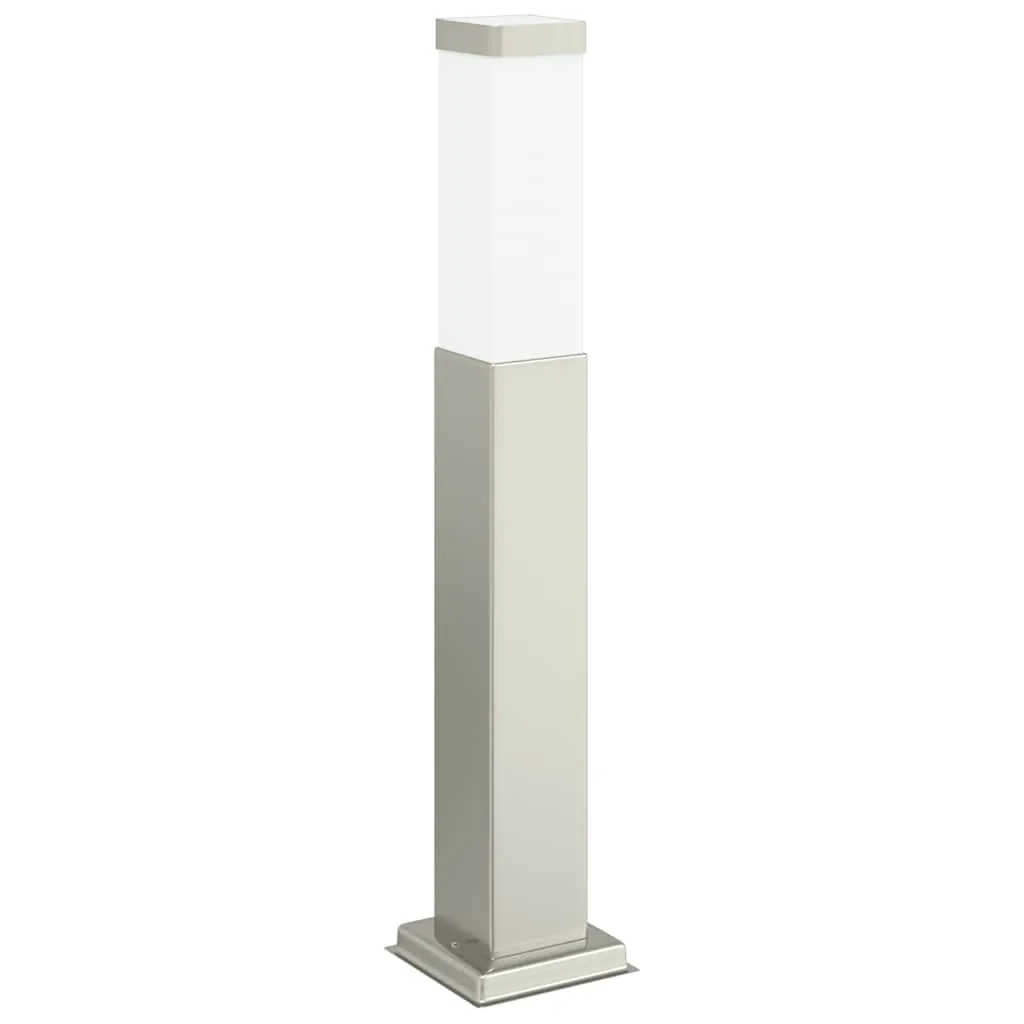 Silberne Pollerleuchte aus Edelstahl 10x10x50 cm mit IP44 Schutzart