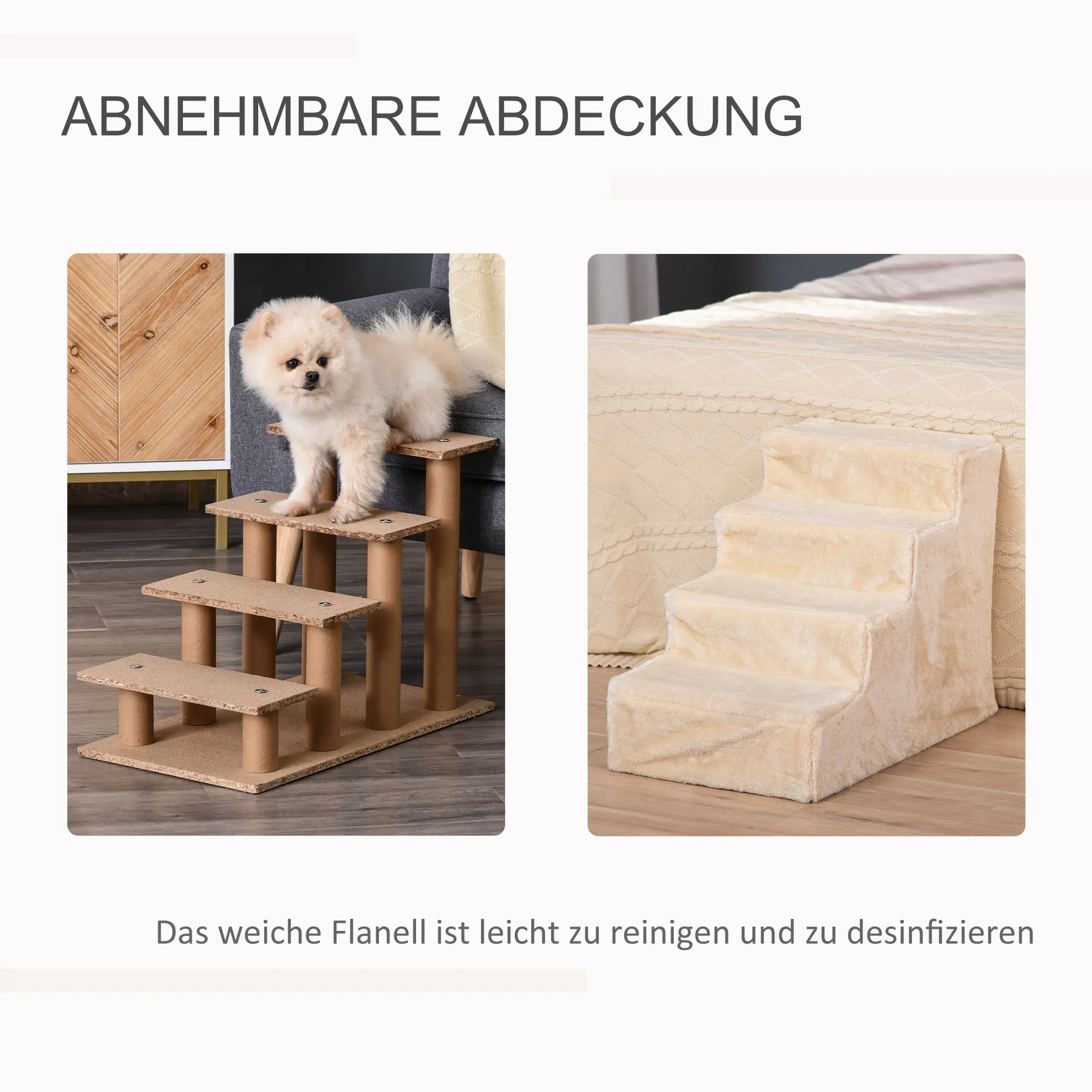Katzentreppe Beige 60L x 35B x 44H cm für Haustiere bis 5 kg