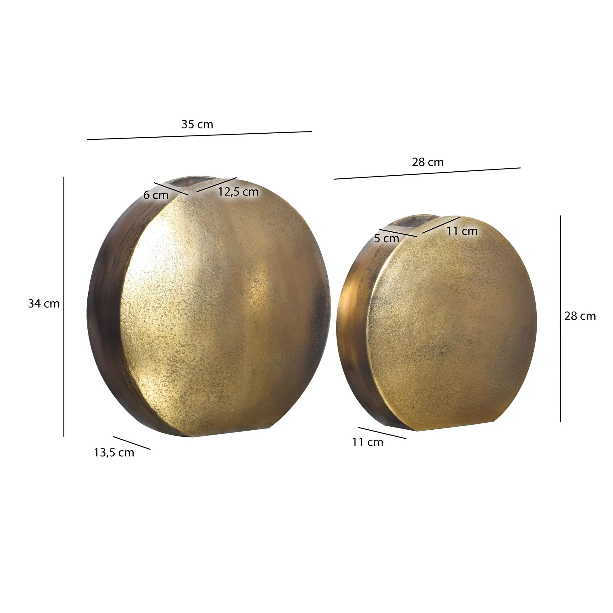 Deko Vase 2er Set Aluminium Gold Blumenvase Modern
