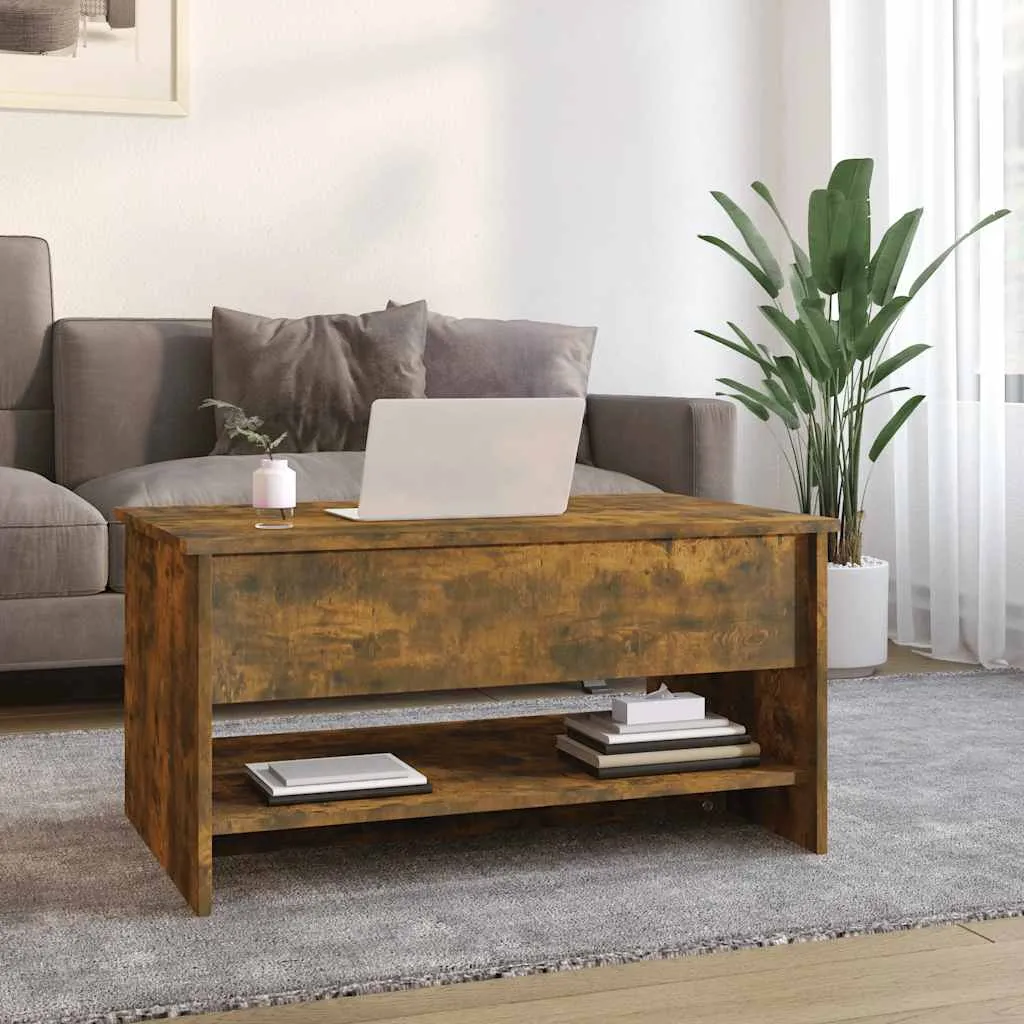 Moderner Couchtisch 80 x 50 x 40 cm in Räuchereiche mit Stauraum