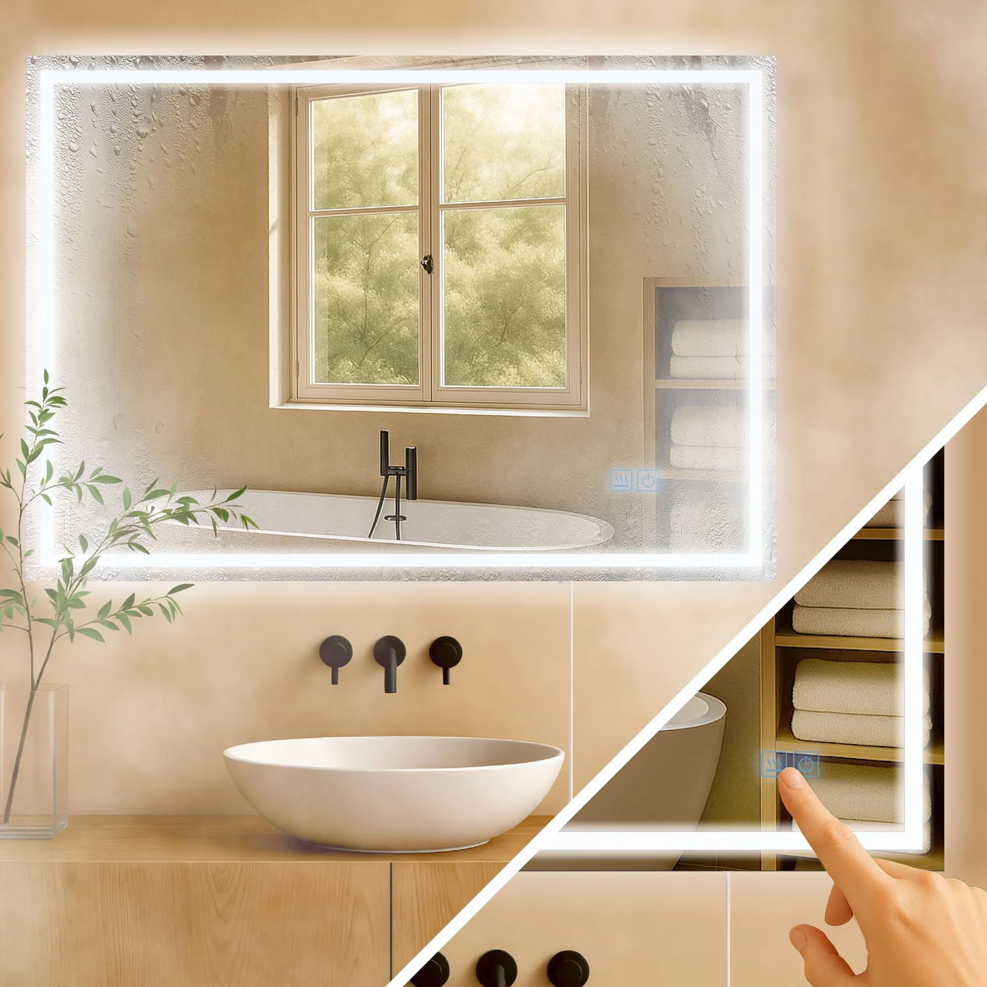 Badspiegel Jaffrey LED 100x70 cm Klarglas