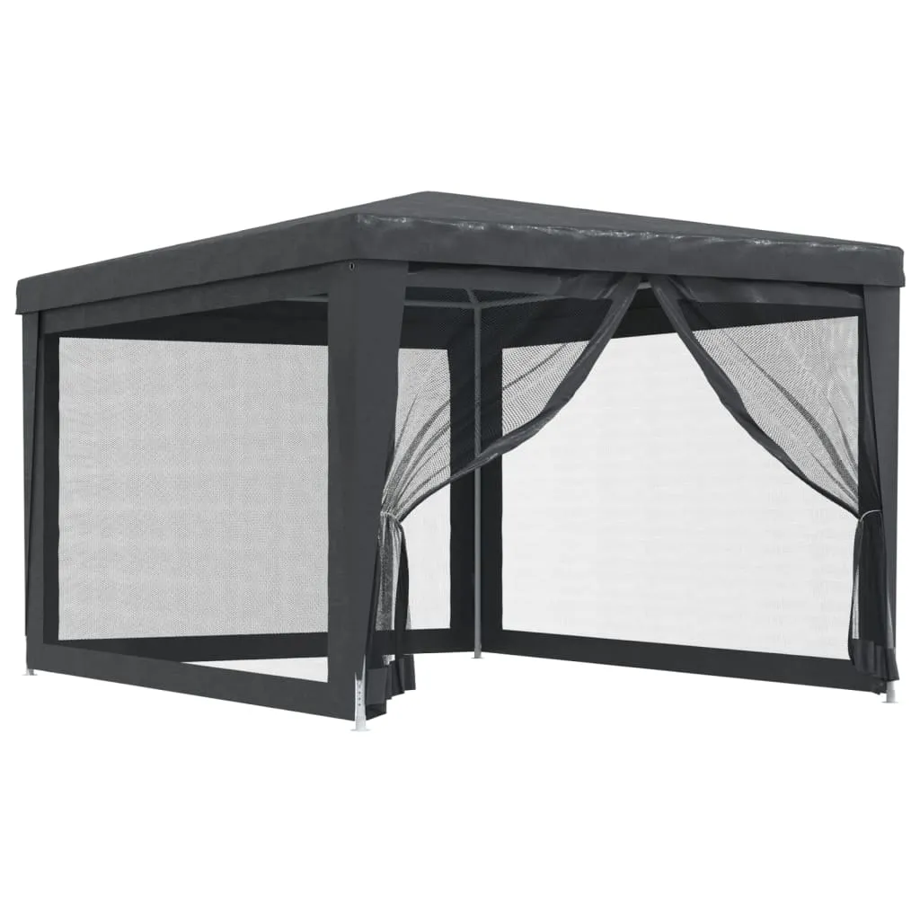 Partyzelt 297x396x246 cm Anthrazit mit wasserfestem HDPE und Mesh-Seitenwänden