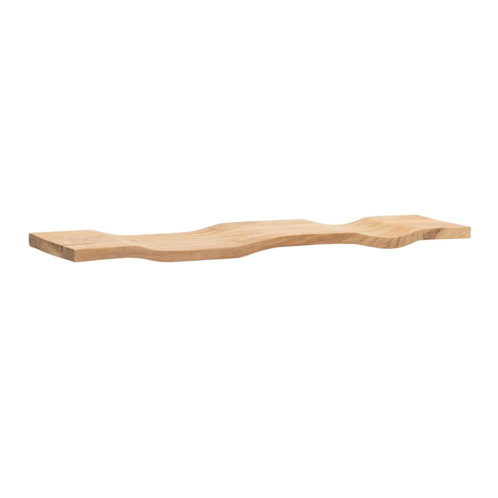 Wandregal Akazie Massivholz 80cm - Schwebendes Design Regal für die Wand Holz massiv - Hängeregal in Wellenform - Wandboard aus Echtholz