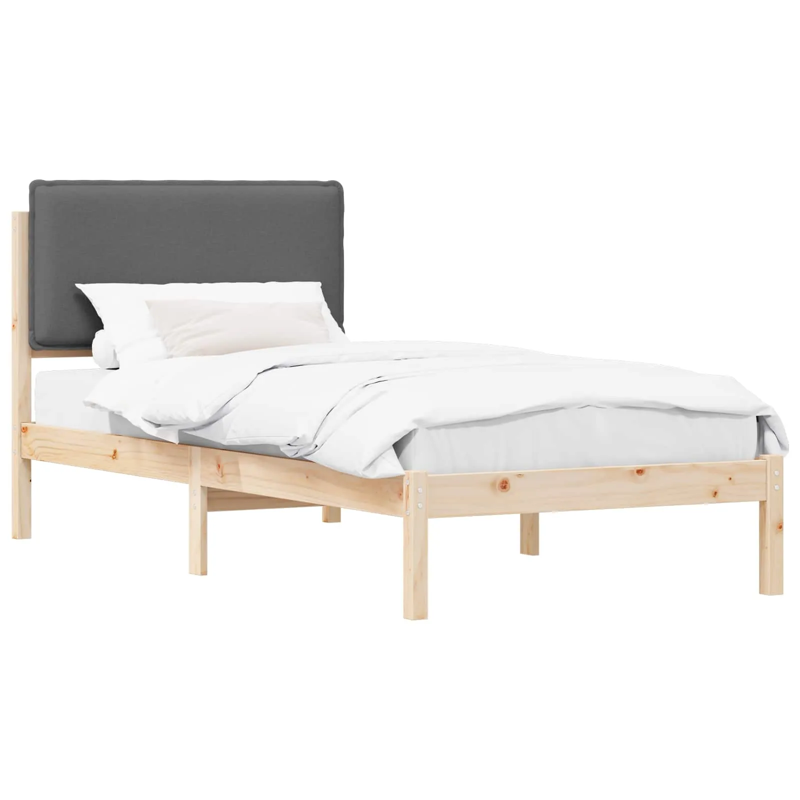 Bettgestell mit gepolstertem Kopfteil 75 x 190 cm Dunkelgrau