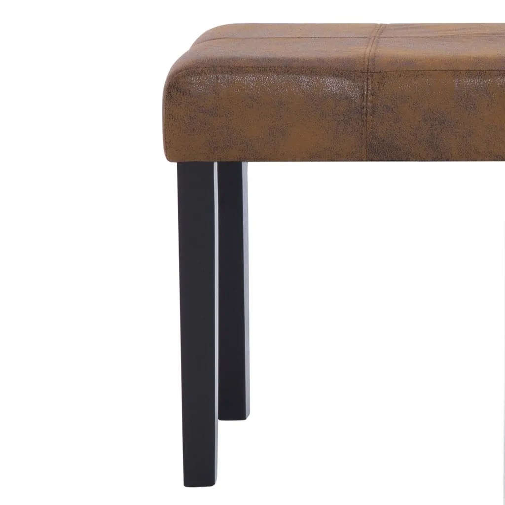 Bank in Wildleder-Optik Braun 106 x 43 x 46 cm mit Massivholzrahmen