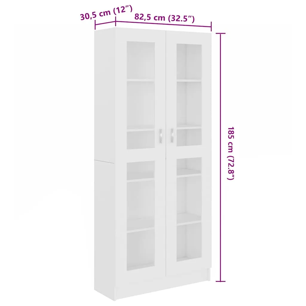Vitrine mit 5 Fächern und 2 Türen 82,5x30,5x185 cm Weiß
