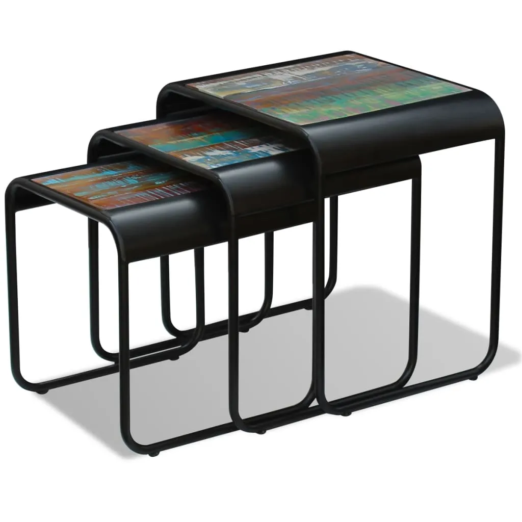 Vintage Satztisch-Set 54x45x56, 48x45x50, 41x45x45 cm Mehrfarbig