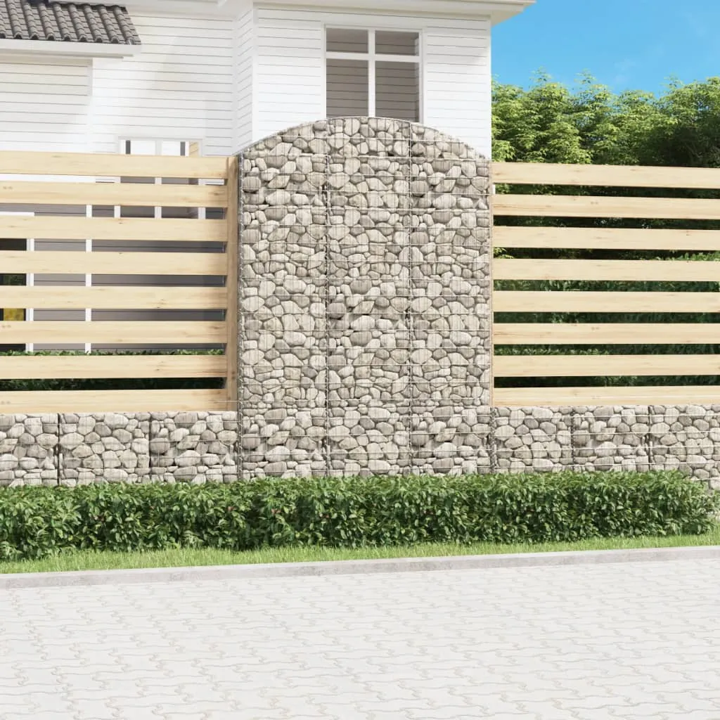 Gabionenkorb Silber 150 x 50 x 220/240 cm - Dekorative Gartenbarriere