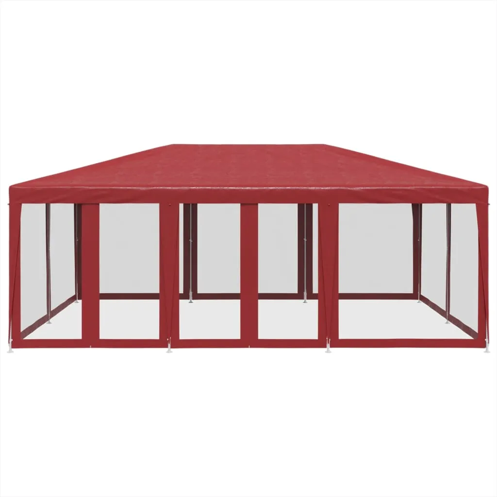 Partyzelt 600x400x280 cm Rot mit robustem Eisengestell und Mesh-Seitenwänden