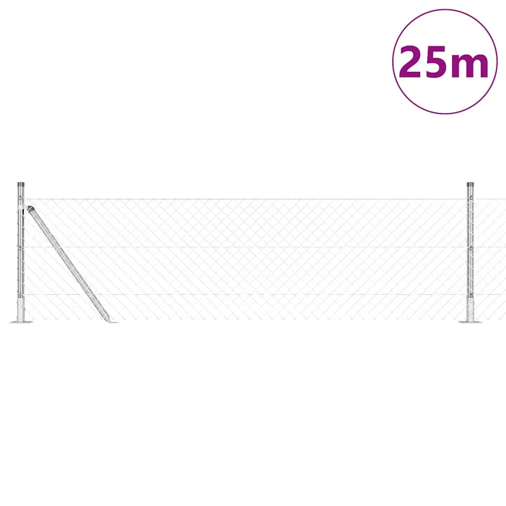 Zaunpfosten Set aus Stahl 2500 x 3,2 x 60 cm Silber