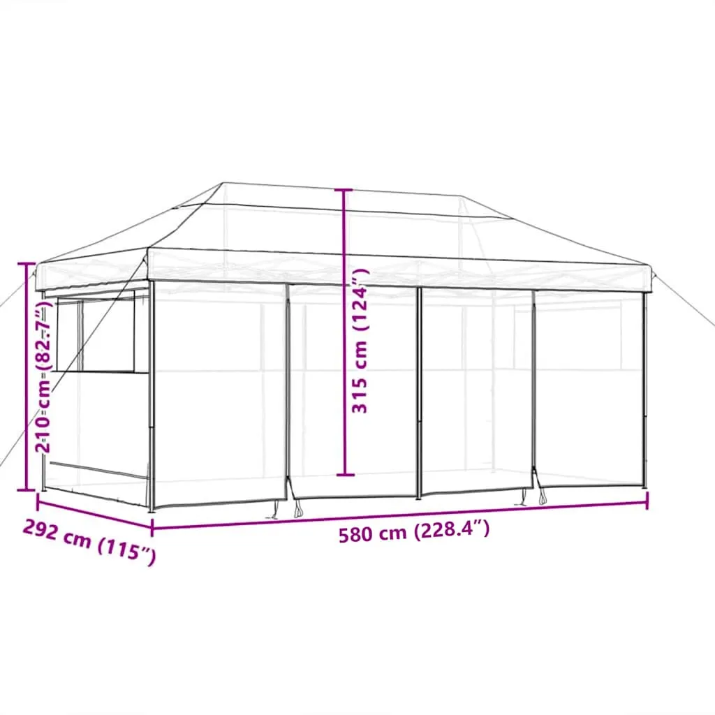 Pop-Up Party-Zelt 580x292x315 cm Taupe – Outdoor Eventzelt