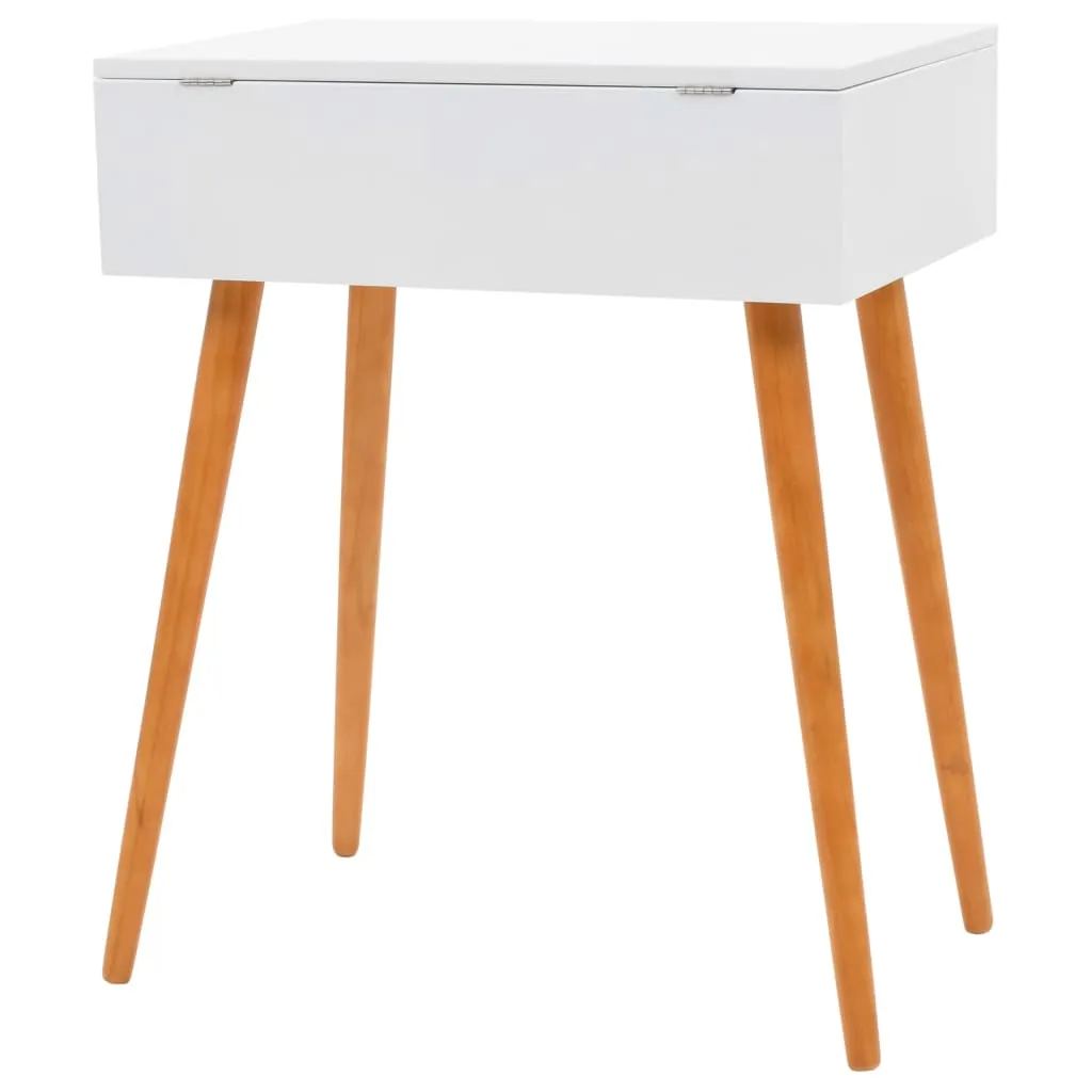 Frisiertisch 60x40x75 cm Weiß mit MDF, Glas und Massivholzbeinen