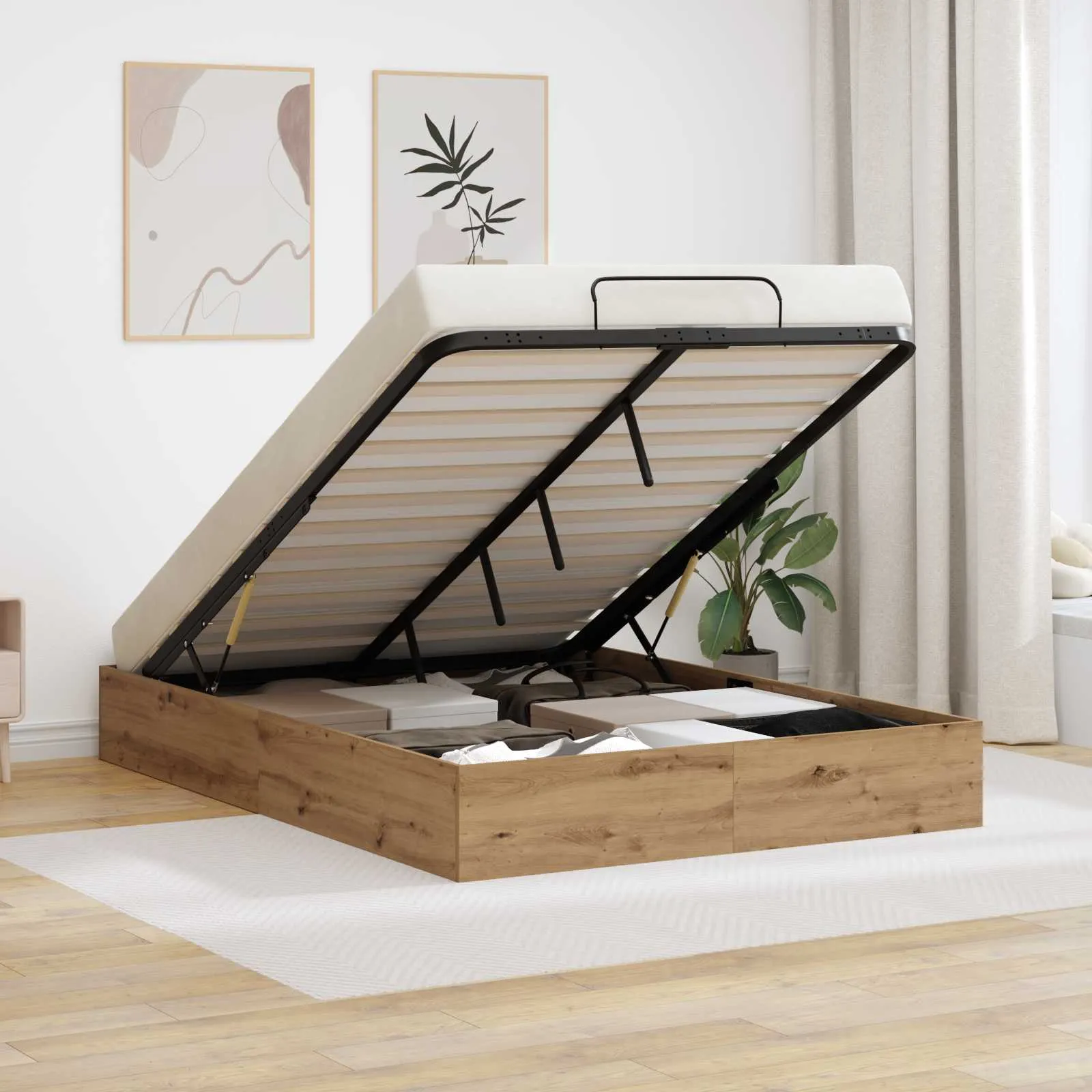 Ottoman Bettgestell 135 x 190 cm Artisan-Eiche