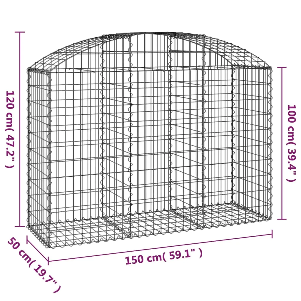 Gabionenkorb Silber 150 x 50 x 100/120 cm - Dekorative Gartenbarriere