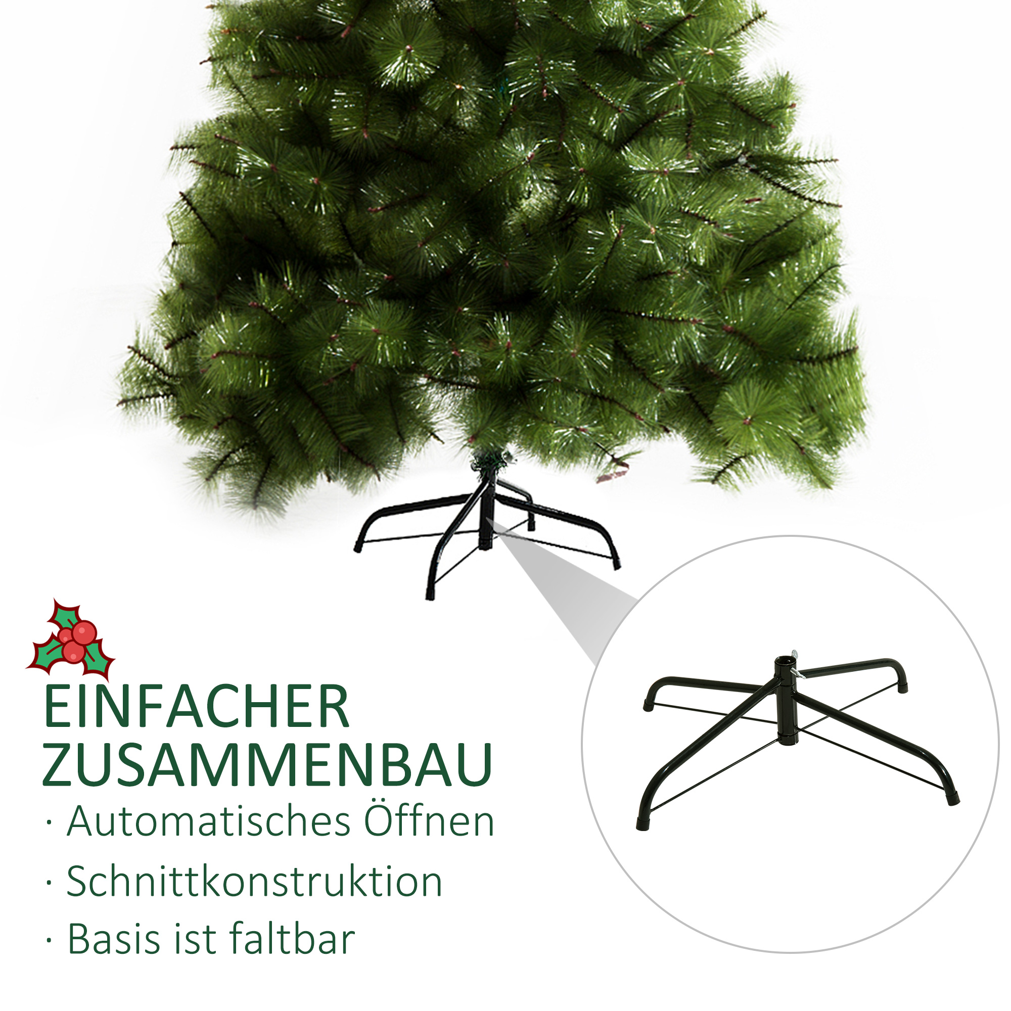 Künstlicher Weihnachtsbaum 210 cm mit silbernen Akzenten, Grün