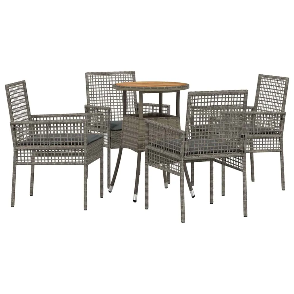Garten-Dining-Set Poly-Rattan Grau 60x80x75 cm Tisch, 4 Stühle