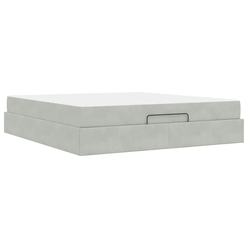 Bettgestell mit Matratze 203 x 180 x 43,5 cm Hellgrau