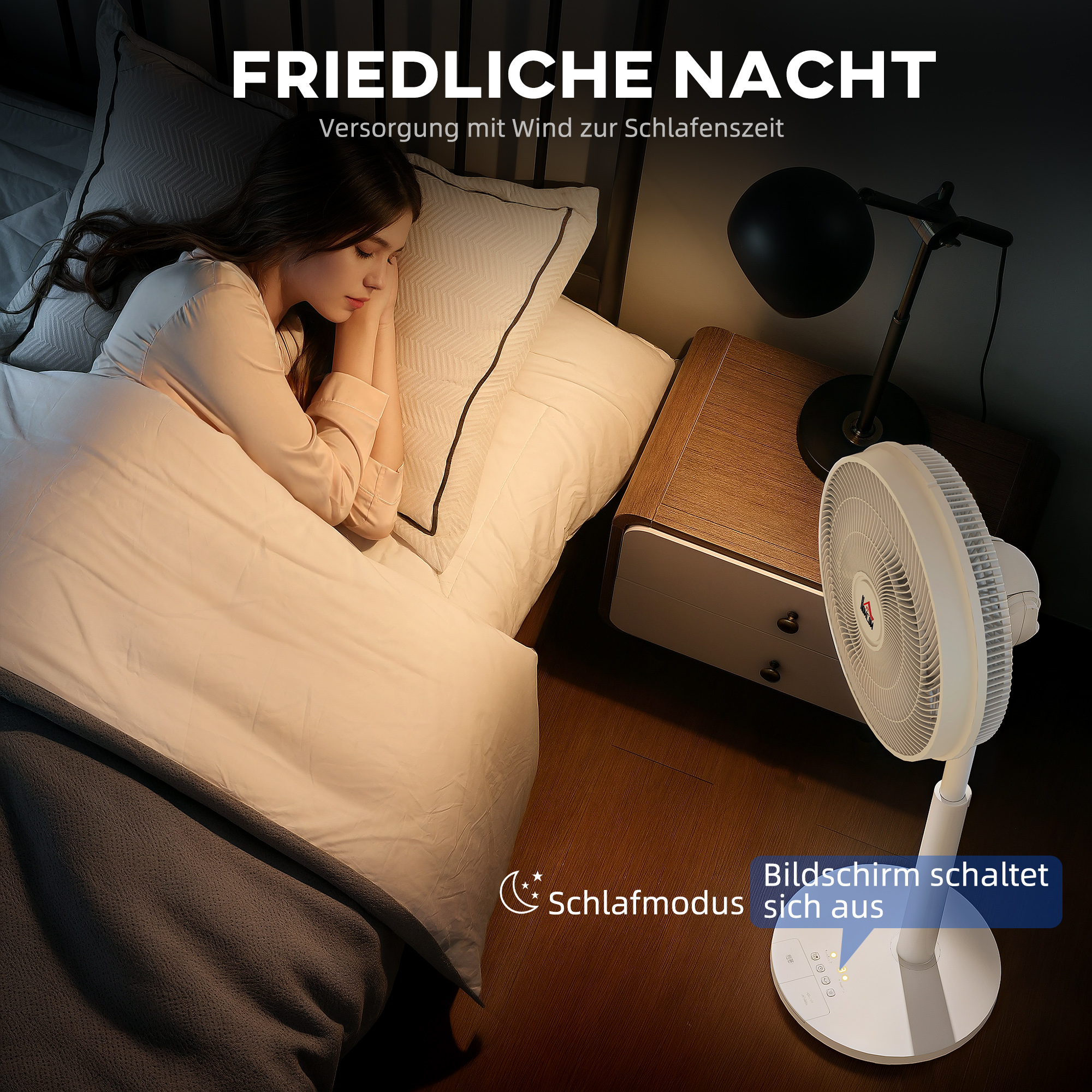 Standventilator Weiß 40L x 36B x 110H cm mit DC-Motor