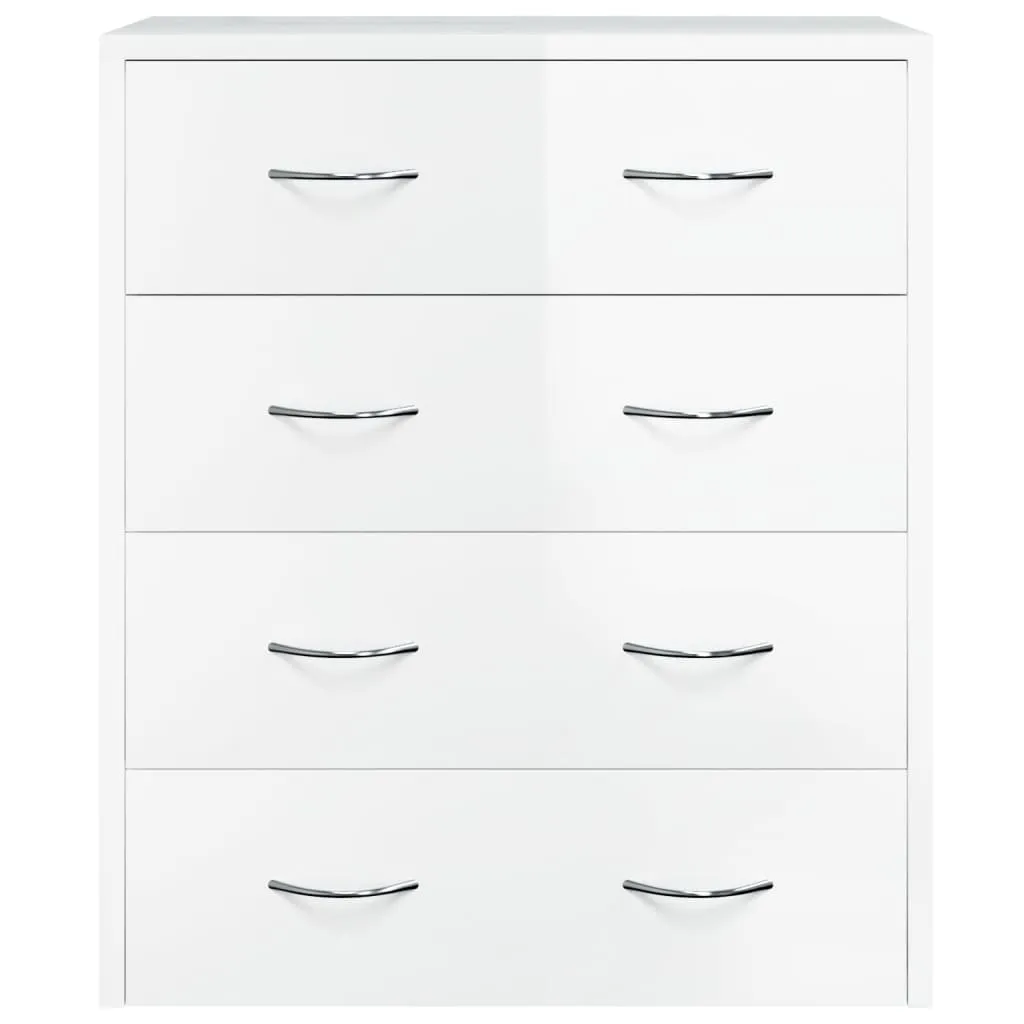 Kommode mit 4 Schubladen 60x30,5x71 cm Hochglanz-Weiß