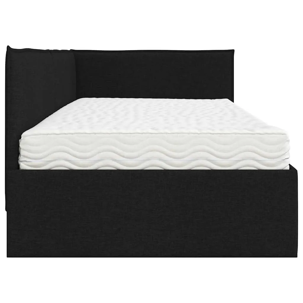 Eckbett mit Matratze 204 x 84 x 74 cm Schwarz