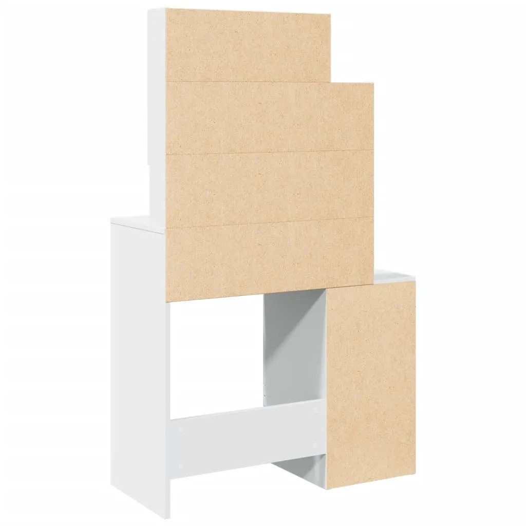Schminktisch Weiß 80 x 35 x 132 cm mit Spiegel und Stauraum