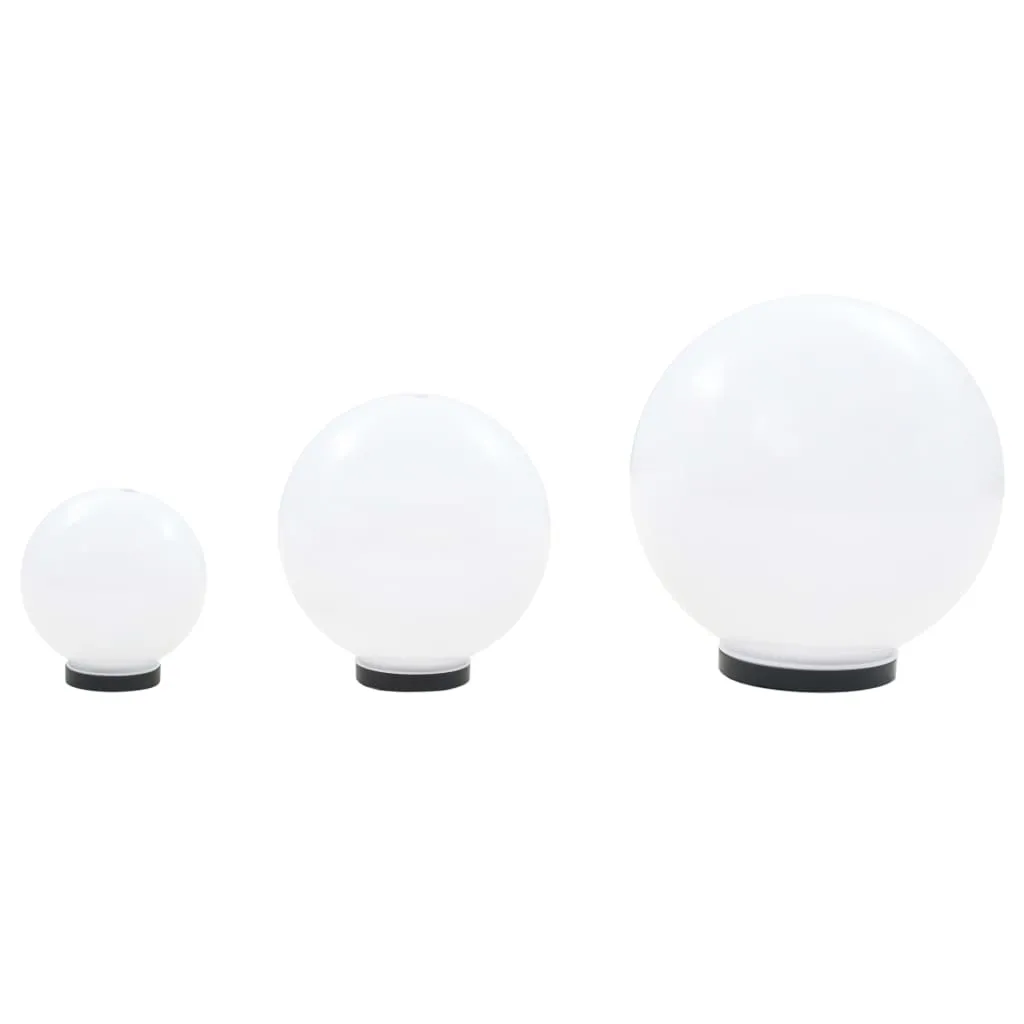 3er Set LED-Kugellampen 20/30/40 cm Weiß