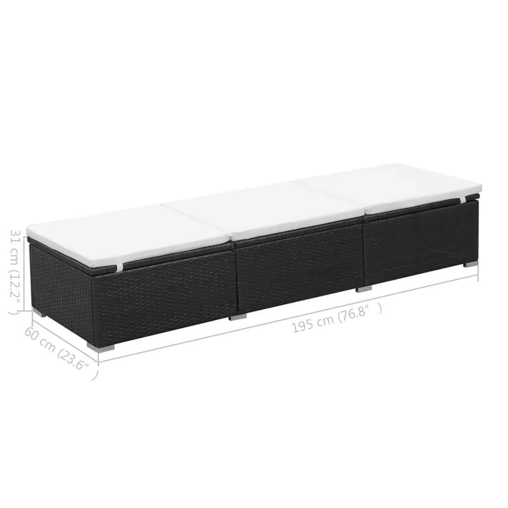 Poly-Rattan Sonnenliege 195x60x31 cm Schwarz und Cremeweiß