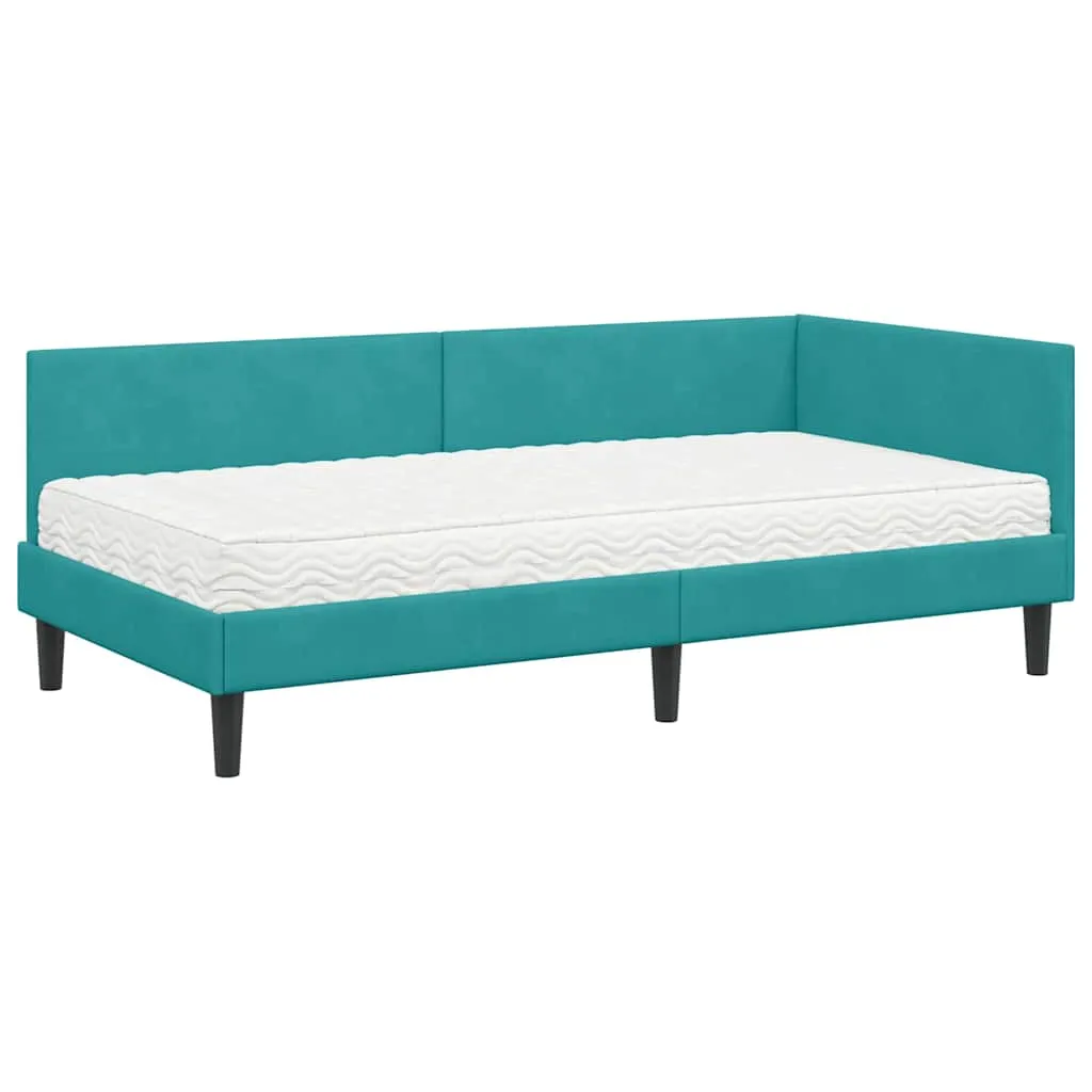 Eckbettgestell mit Matratze 194 x 94 x 72 cm Türkis
