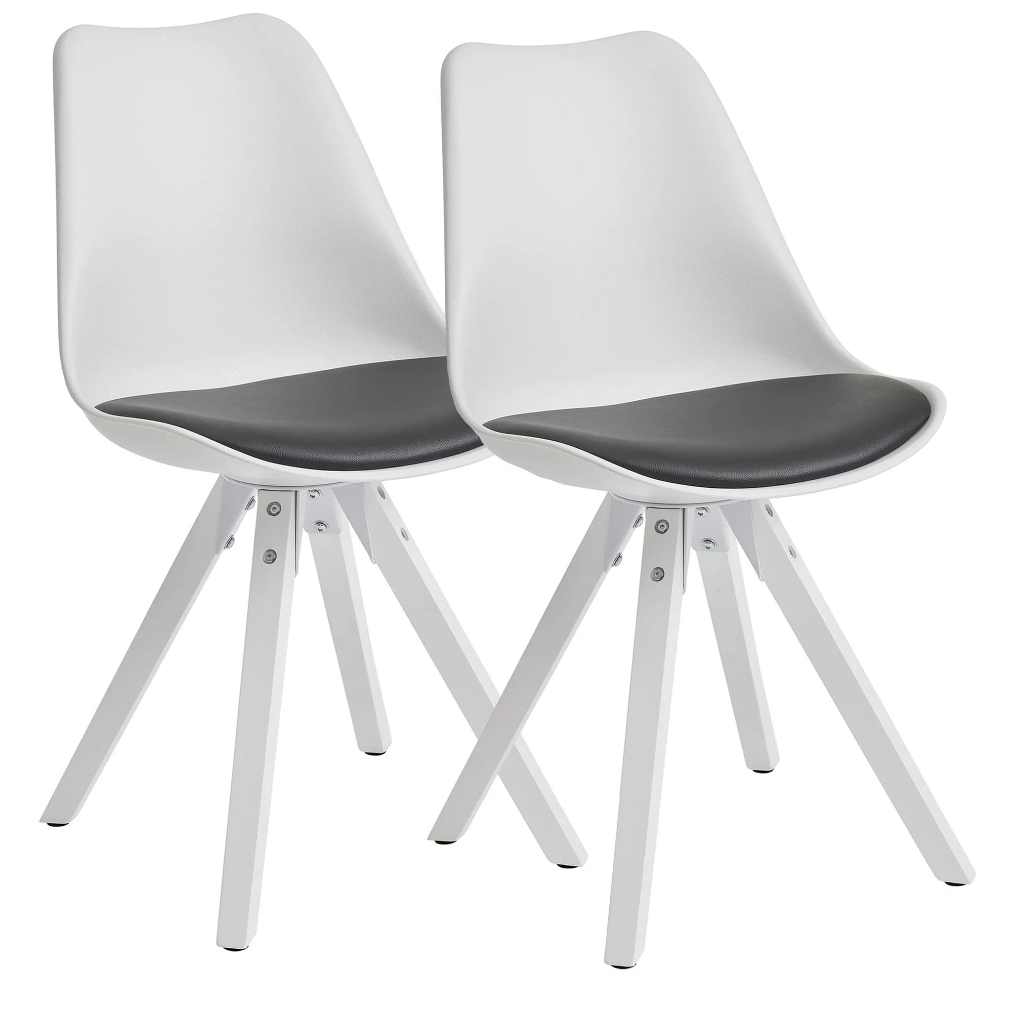tinkaro 2er-Set Retro Schalenstühle ALBWIN Kunstleder Esszimmerstühle Weiß/Schwarz tinkaro 2er-Set Retro Schalenstühle ALBWIN Kunstleder Esszimmerstühle Weiß/Schwarz
