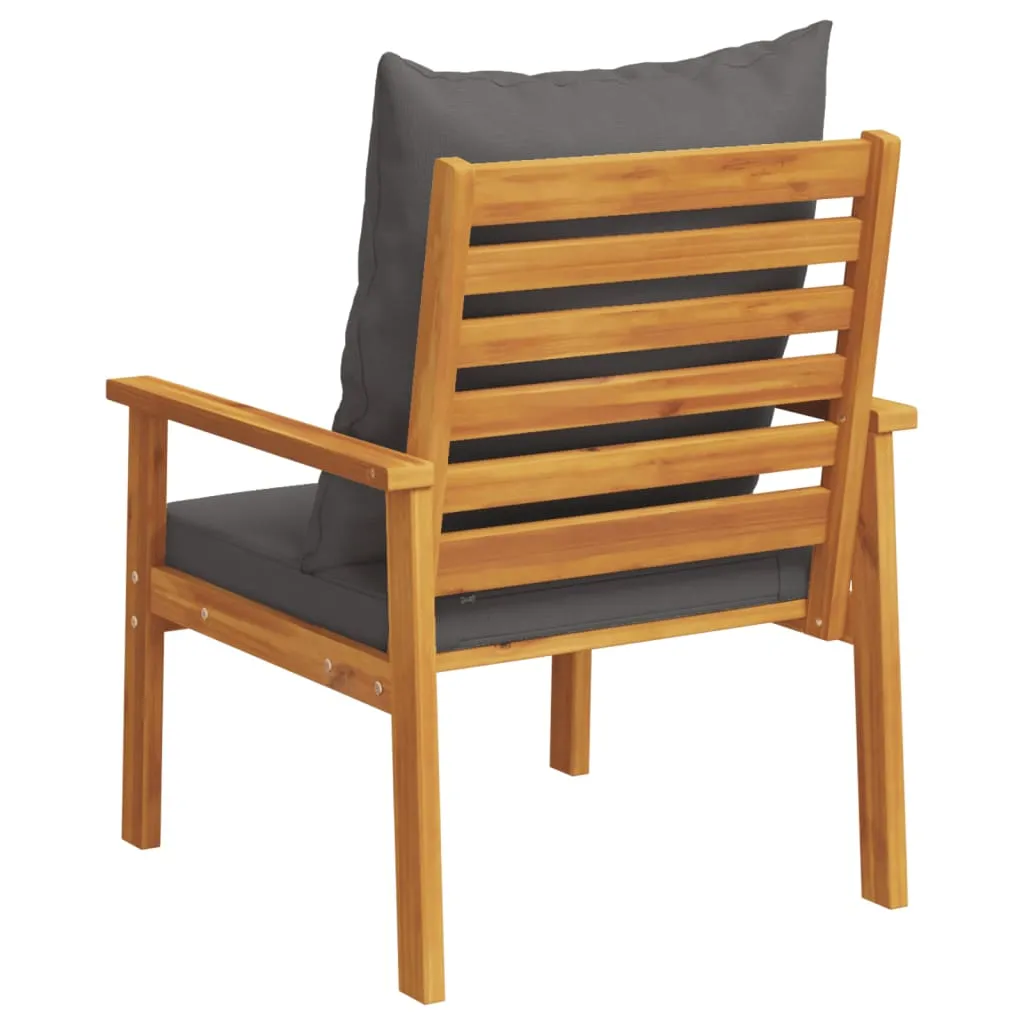 Outdoor-Sessel aus Echtholz mit Kissen, 68x65x81 cm, Dunkelgrau