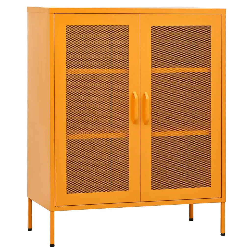 Beistellschrank Stahl Senfgelb 80 x 35 x 101,5 cm