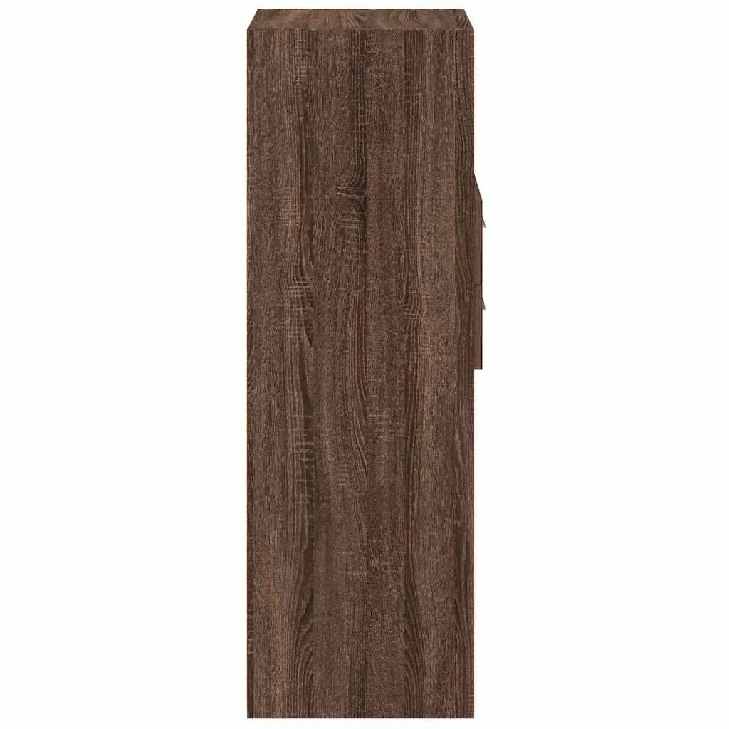 Klassisches Highboard 40 x 42,5 x 124 cm Braun Massivholz-Optik