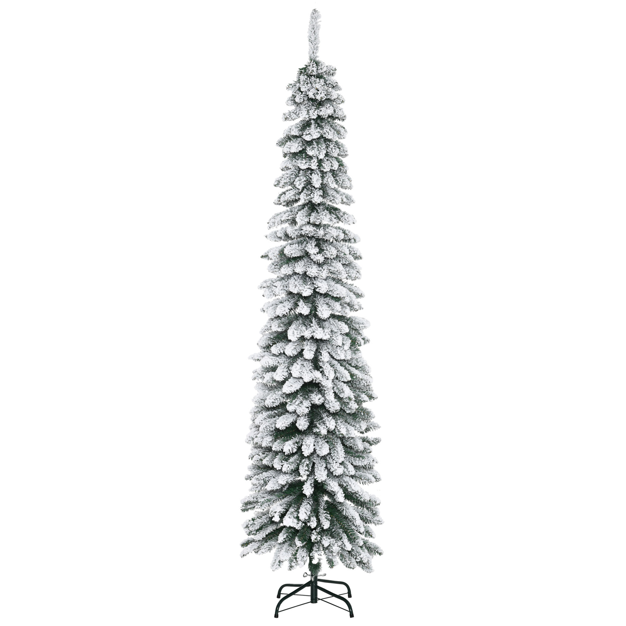 Künstlicher Weihnachtsbaum schneebedeckt schmal 210 cm Grün/Weiß