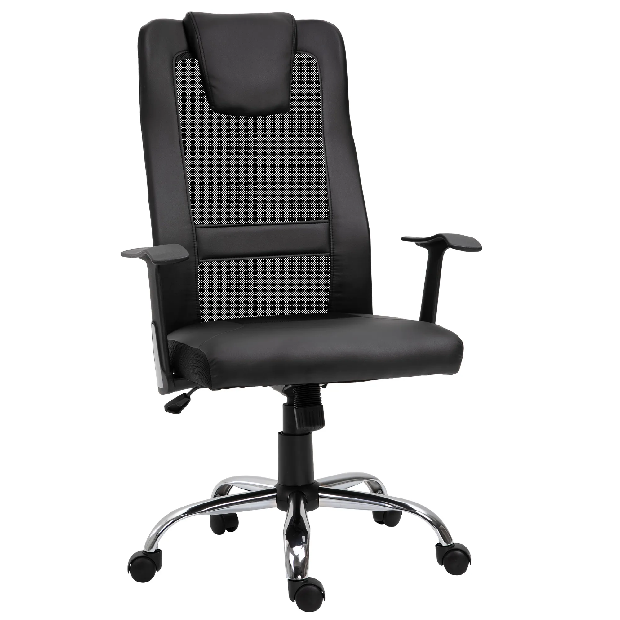 Bürostuhl Drehstuhl höhenverstellbar Chefsessel Schreibtischstuhl ergonomisch PU schwarz 66 x 73 x 108-118 cm