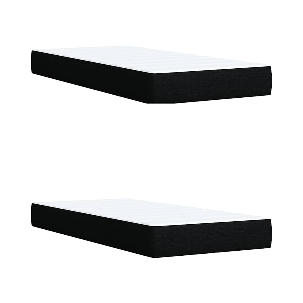 Boxspringbett 200x200 cm mit LED-Lichtern und Topper, Schwarz
