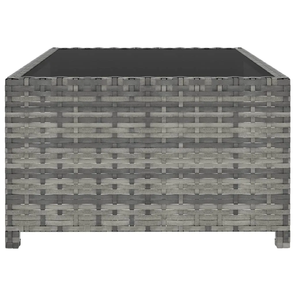 Sonnenliegen 2 Stk. mit Tisch Poly Rattan Grau