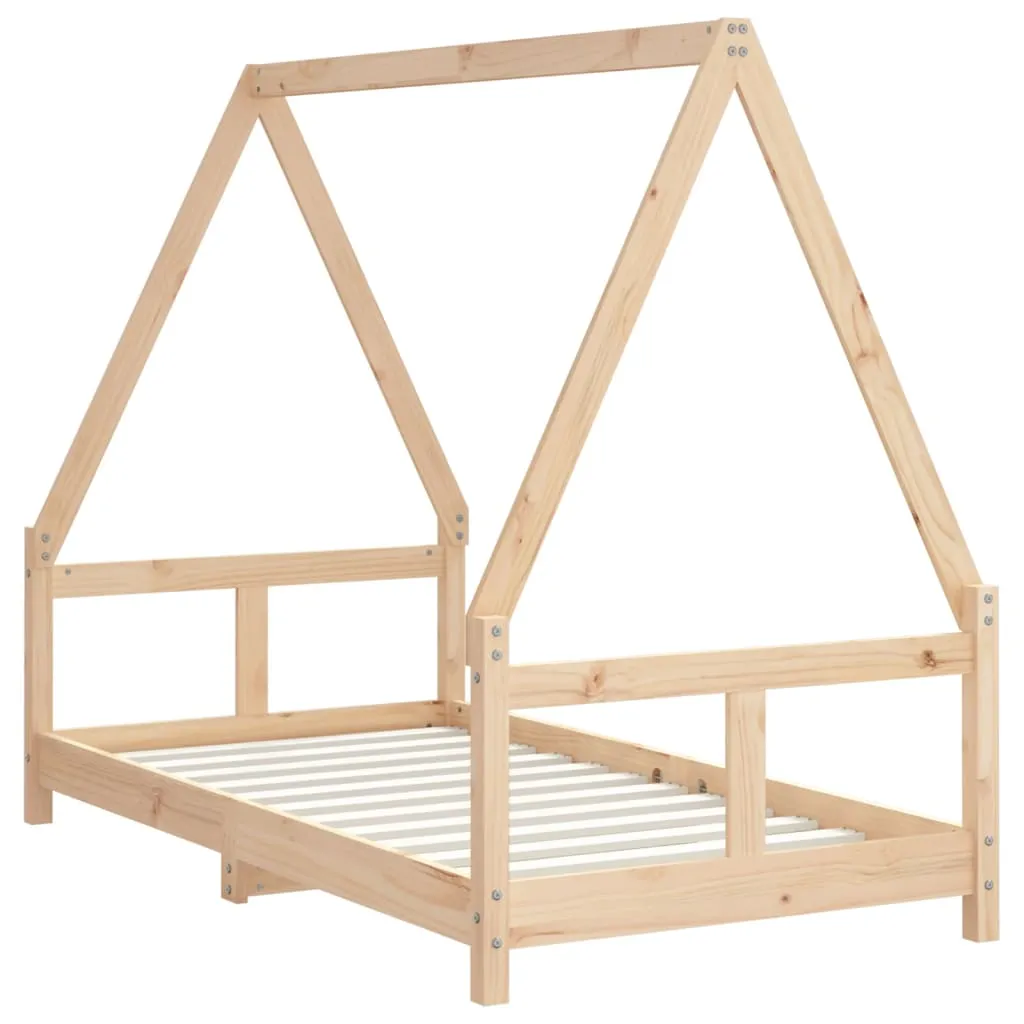 Kinderbett Hausform aus massivem Kiefernholz 165,5x85,5x133 cm natur