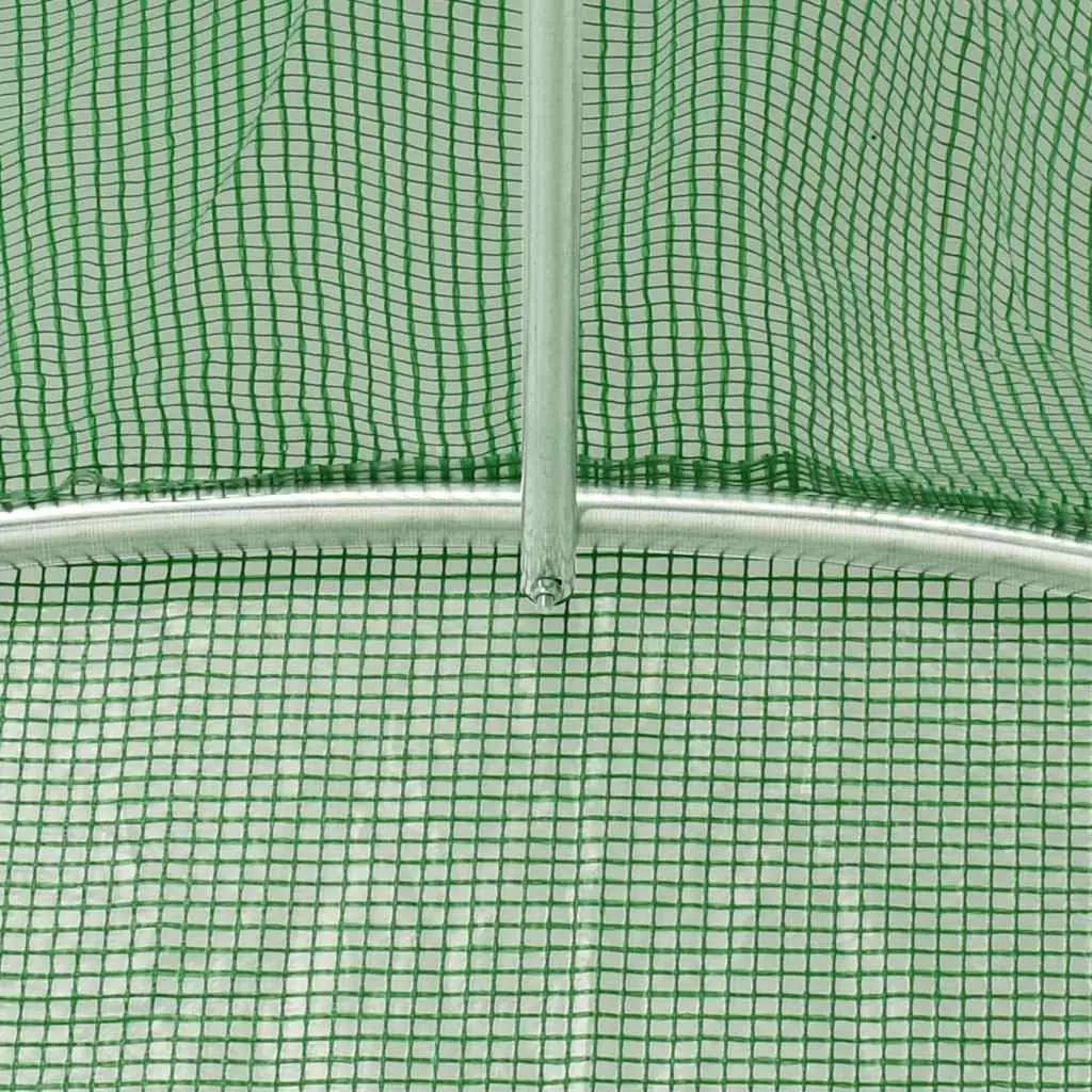 Gewächshaus 15x3x2 m Grün mit PE-Netzgewebe und verzinktem Stahlrahmen
