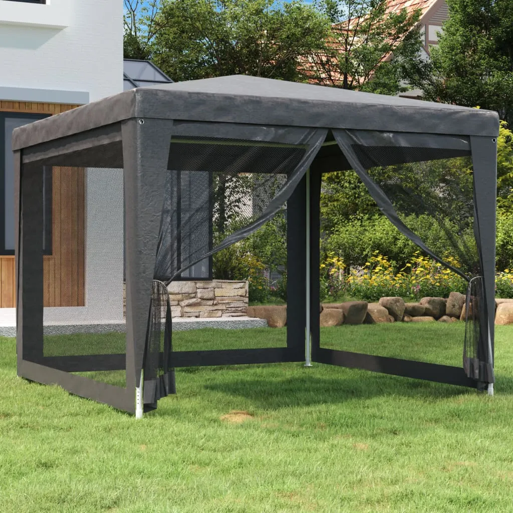 Partyzelt 300x300x246 cm Anthrazit mit wasserfestem HDPE und Mesh-Seitenwänden