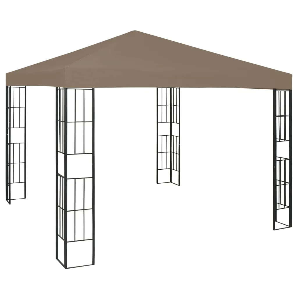 Gartenpavillon 3x3x2,6 m in Taupe und Schwarz mit Stahlrahmen