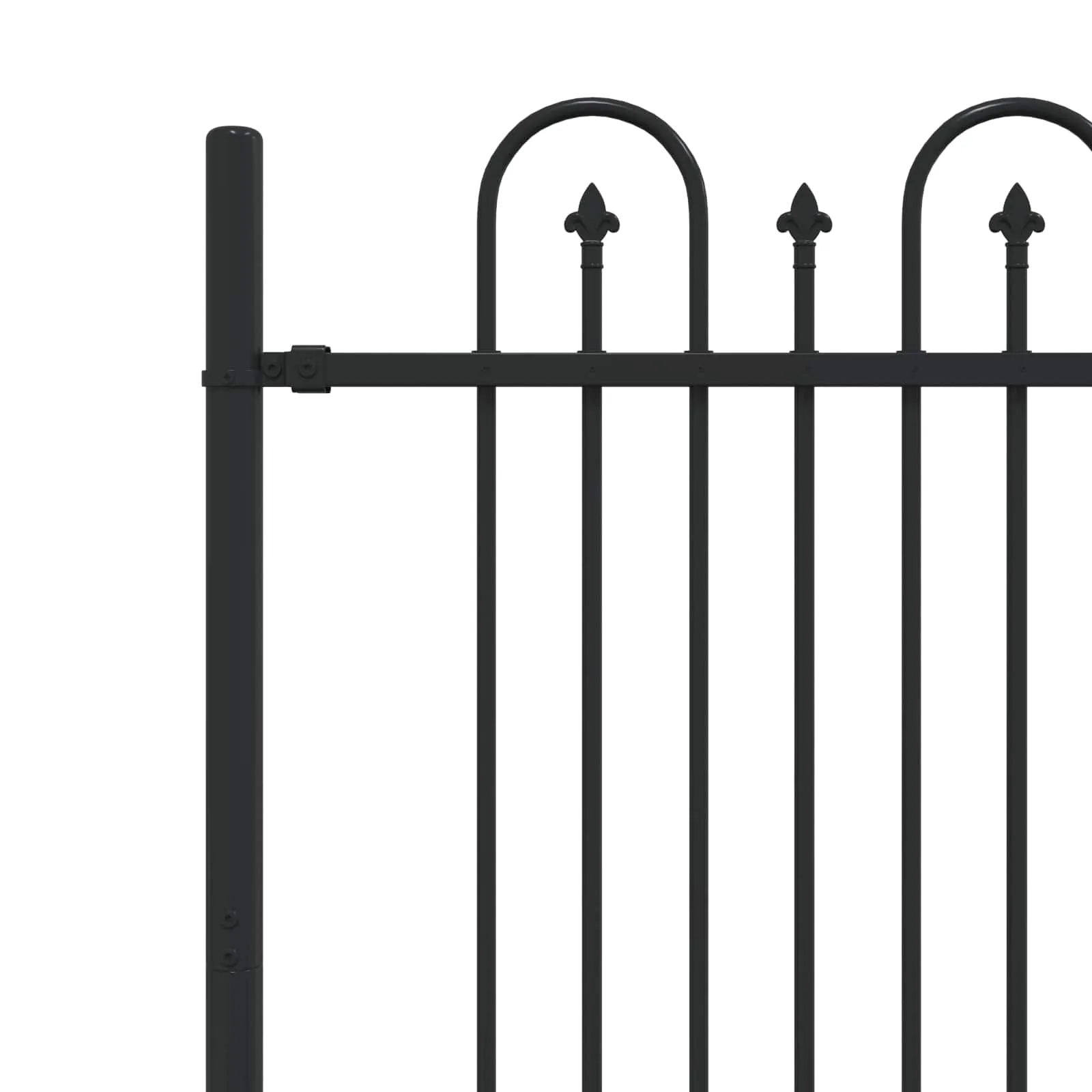 Spike-Bogen-Zaun 200 x 150 cm Schwarz Pulverbeschichteter Stahl