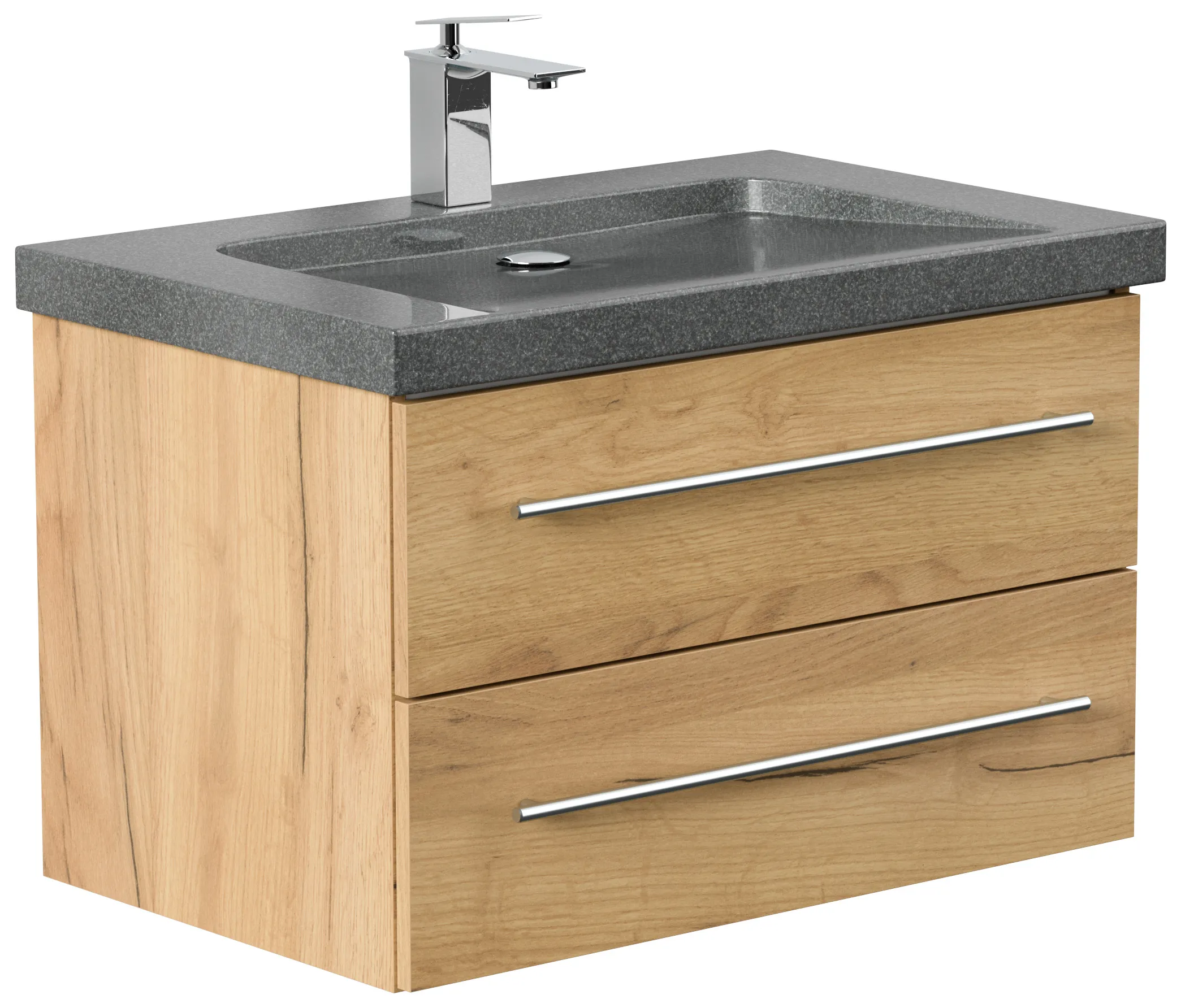 Badmöbel Granit G654 YAMO 75cm 1 Hahnloch SoftClose eiche gold